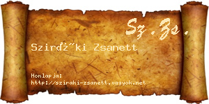 Sziráki Zsanett névjegykártya